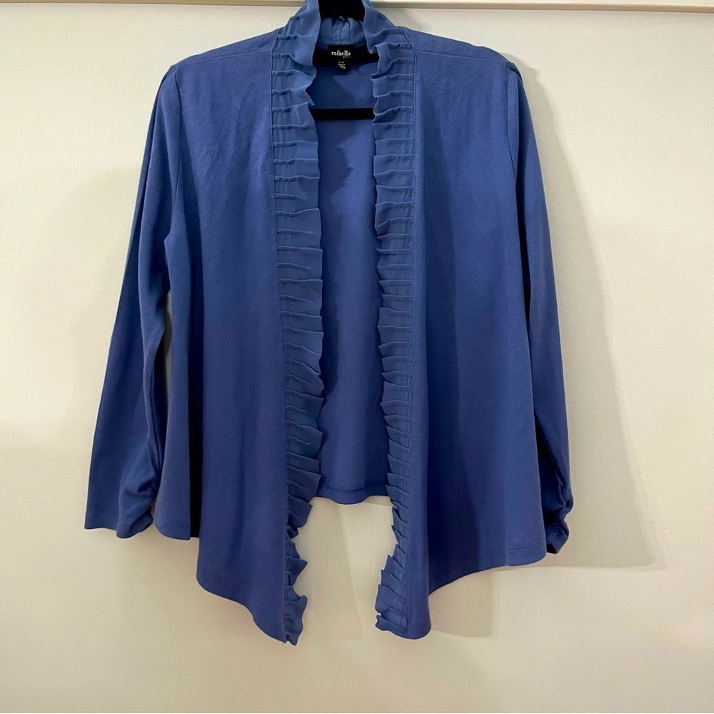 Rafaella Women's Lightweight Long Sleeve Front Closure Cardigan Blue Size L